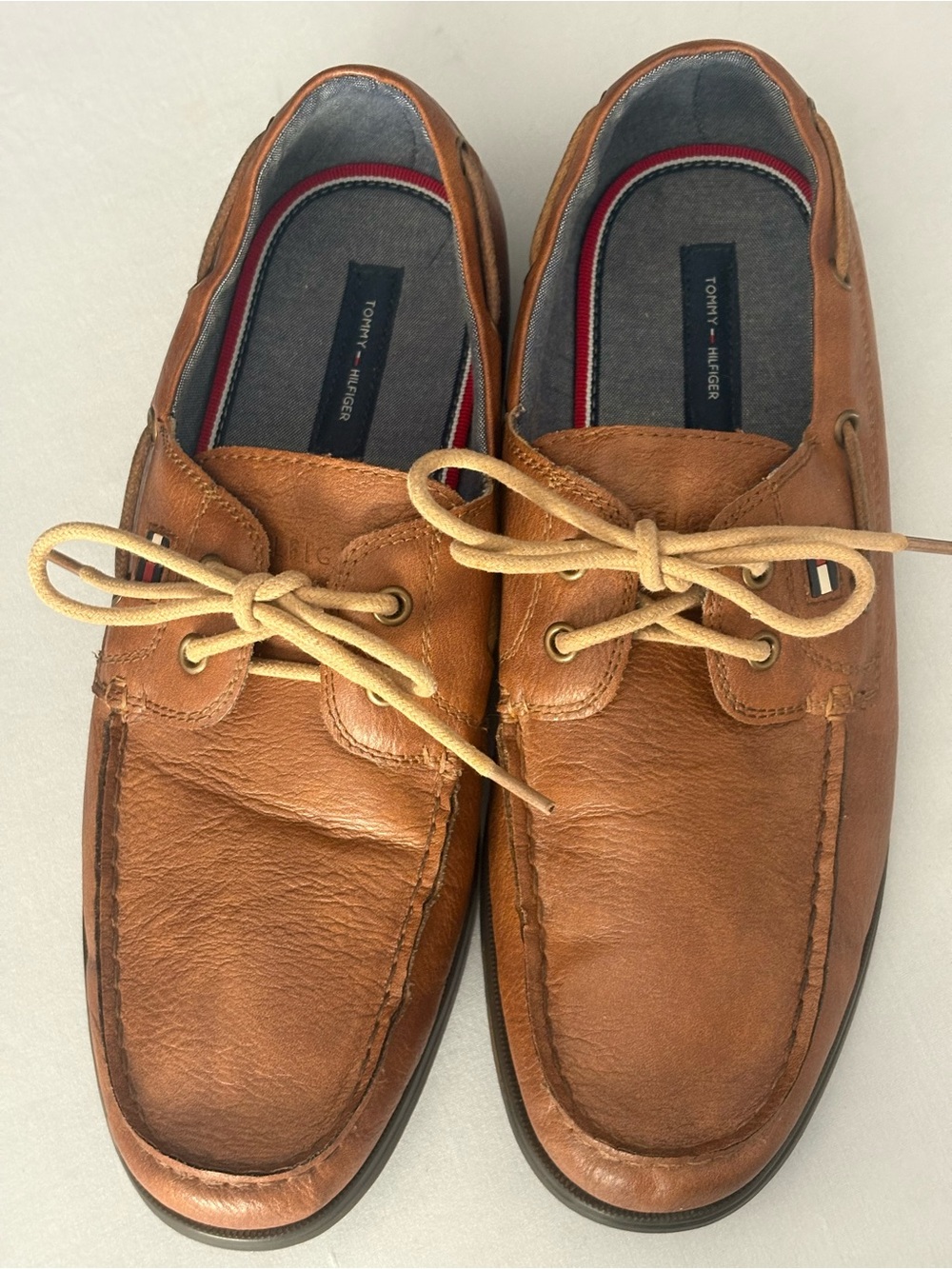 Tommy Hilfiger Tan Leather Men’s Boat Shoes